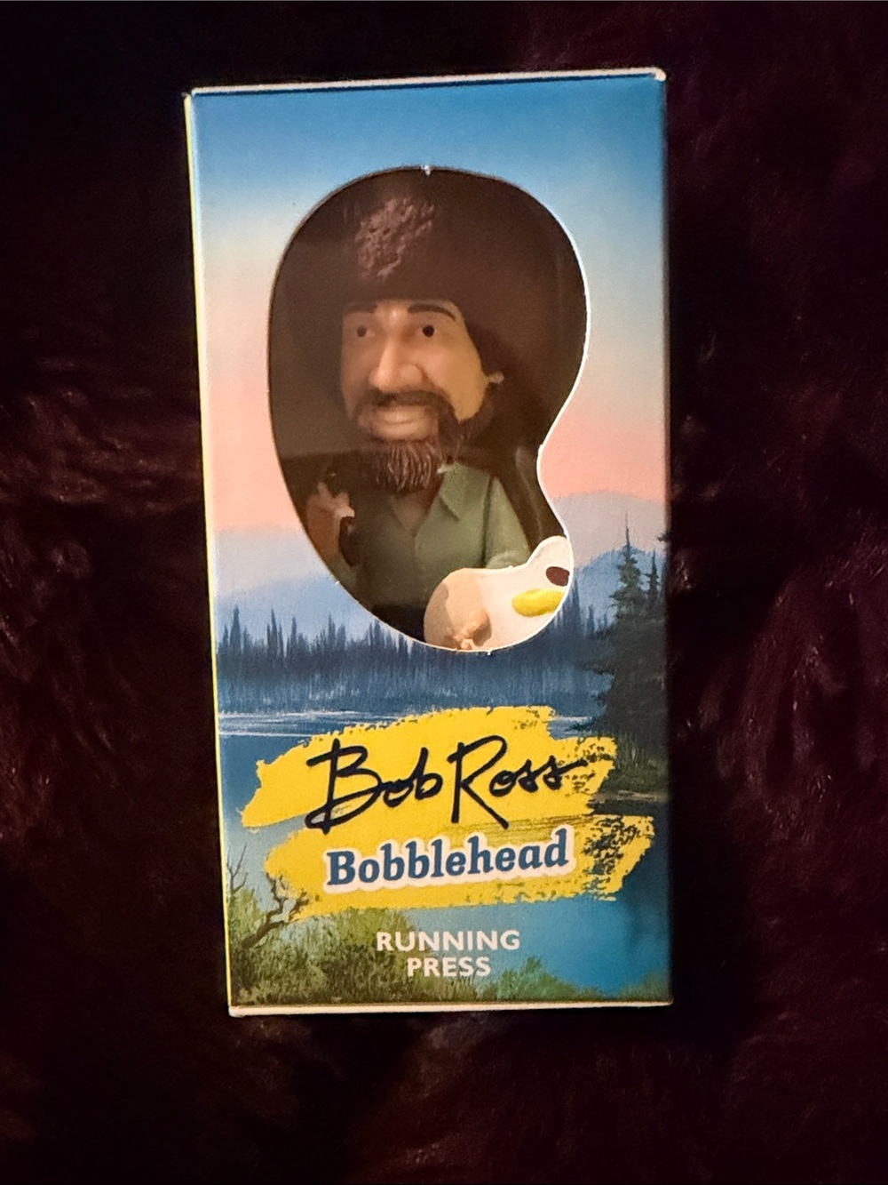 Hallmark Bob Ross Bobblehead - Blue, Yellow, Green, Brown - Picture 2 of 5